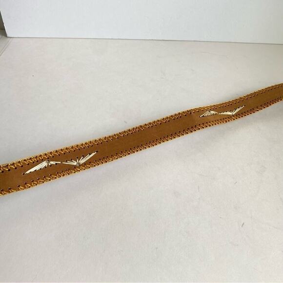 Vintage Belt Western Whipstitched Southwest Brown Faux‎ Leather Unisex Womens XL main image 8